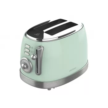 Cecotec Torradeira Toast&Taste 800 Vintage 850 W 2 ranhuras Aço inoxidável Verde-claro