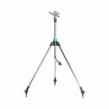 CELLFAST Aspersor de impulso sobre tripé com setor de pulverização ajustável 20°-360°, alcance até 450 m², altura 55-90 cm, ligação de 3/4 polegadas, bico de latão