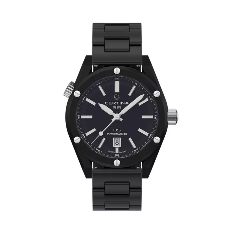 CERTINA DS Action Diver Automatic 43mm mostrador preto bracelete NATO relógio de homem C041407390510