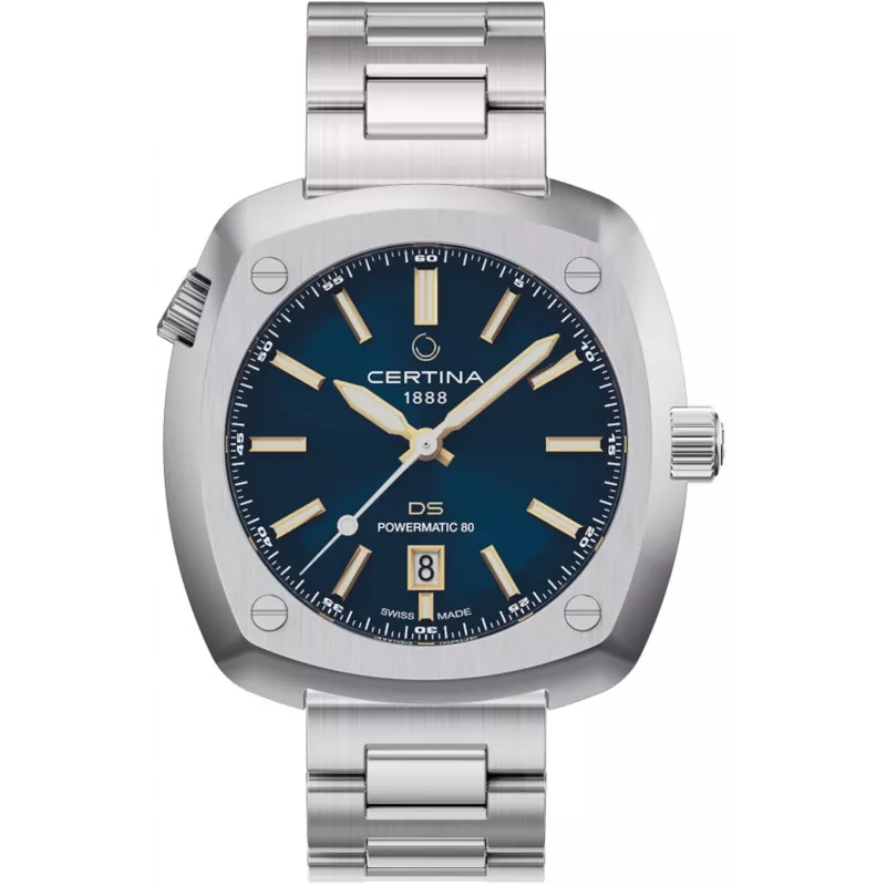 CERTINA DS Action Diver relógio de homem automático 43mm mostrador azul bracelete de malha milanesa de aço inoxidável C041407190410