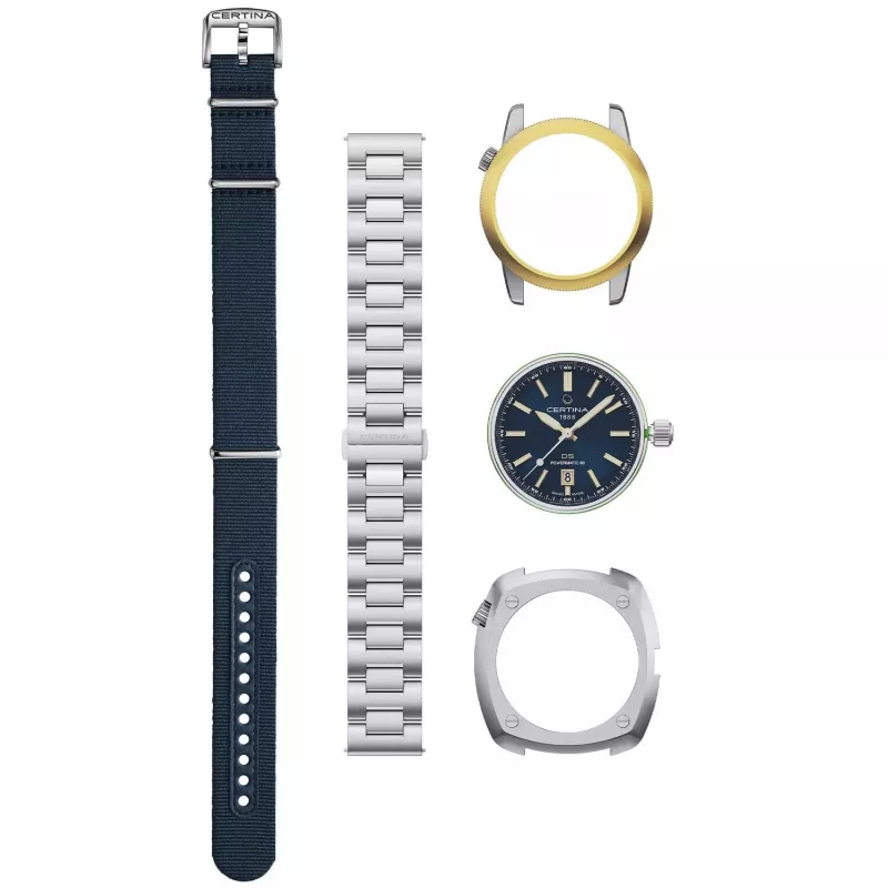 CERTINA DS Action Diver relógio de homem automático 43mm mostrador azul bracelete de malha milanesa de aço inoxidável C041407190410