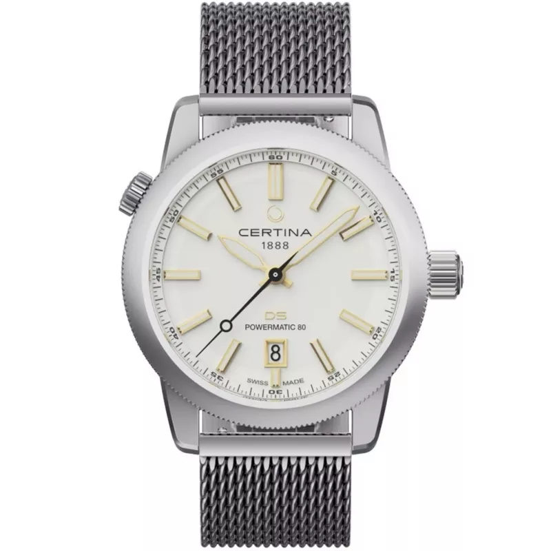 CERTINA DS Action Diver relógio de homem automático 43mm mostrador prateado bracelete NATO cinzenta C041407190310