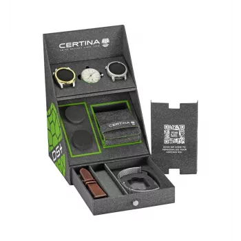 Relógio automático de homem CERTINA DS Action Diver 43mm mostrador prateado pulseira NATO cinzenta C041407190310