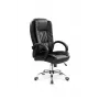 CHAIR RELAX 75x64x110-118 cm preto Cadeira de escritório/gaming ergonómica com pele PU, altura ajustável, inclinação até 150°, apoio de cabeça e lombar integrado, capacidade de carga 120 kg
