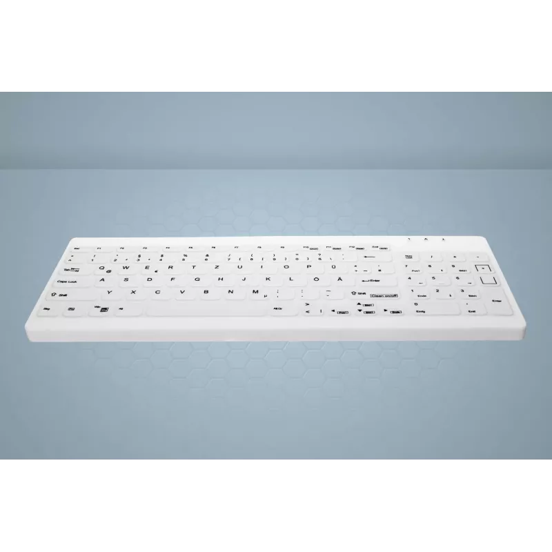 CHERRY Contour Active Key QuickClean AK-C7012 Teclado com Fio, Preto, QWERTY, USB, Tecnologia CHERRY SX Scissor, 105 Teclas, Design Slim, Superfície Desinfetável