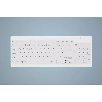CHERRY Contour Active Key QuickClean AK-C7012 Teclado com Fio, Preto, QWERTY, USB, Tecnologia CHERRY SX Scissor, 105 Teclas, Design Slim, Superfície Desinfetável