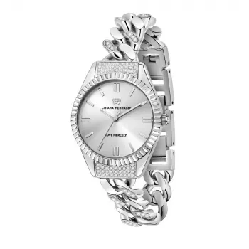 Chiara Ferragni relógio analógico de quartzo de mulher R1953104502 34 mm prateado aço inoxidável bracelete milanesa