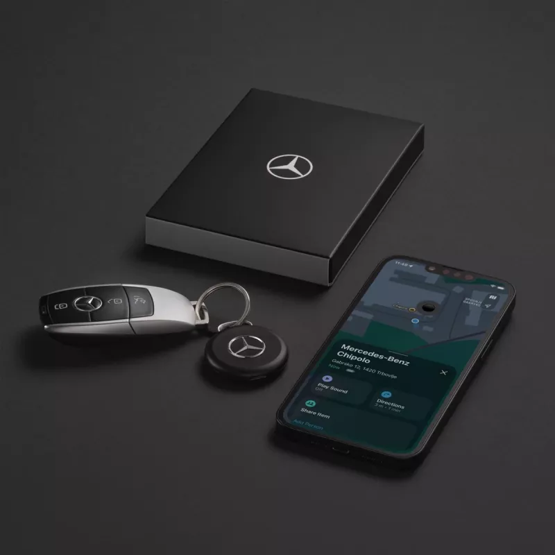 Chipolo LOOP Mercedes – rastreador Bluetooth recarregável com laço de silicone para iOS e Android, preto
