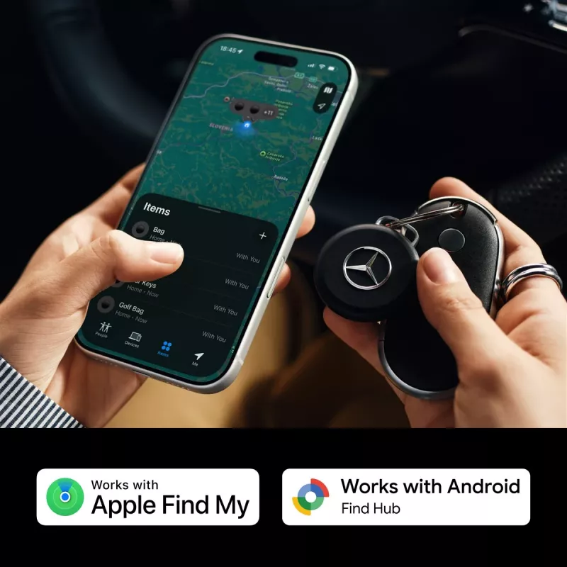 Chipolo LOOP Mercedes – rastreador Bluetooth recarregável com laço de silicone para iOS e Android, preto