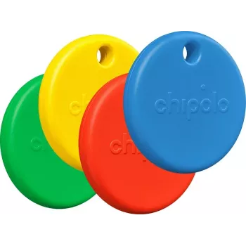 Chipolo POP Pack de 4 Etiquetas de localização para Apple Find My (Vermelho, Azul, Amarelo, Verde)