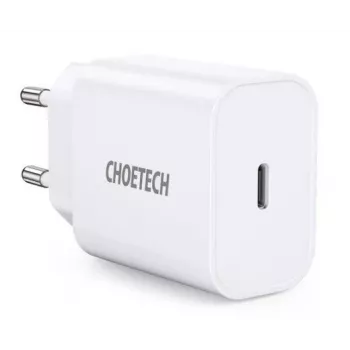 Carregador de parede USB CHOETECH Type-C PD 20W branco