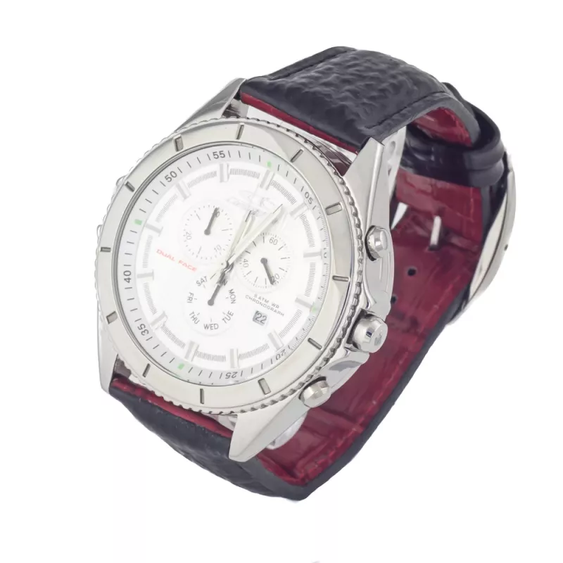 Relógio cronógrafo de quartzo CHRONOTECH MAN CT7636M-02 50mm mostrador preto bracelete de pele