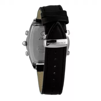 Relógio de quartzo analógico CHRONOTECH MAN CT7677M-02 45mm mostrador preto pulseira de pele