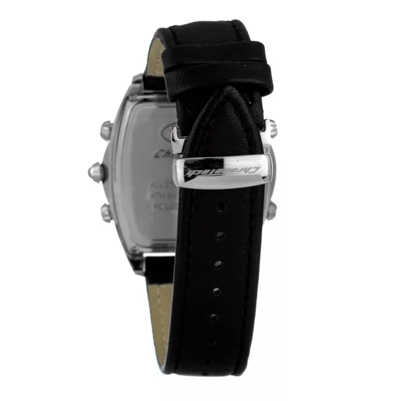CHRONOTECH MAN CT7677M-02 relógio analógico de quartzo 45mm mostrador preto bracelete de pele