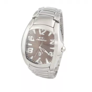 Relógio CHRONOTECH MAN CT7988M-65M analógico de quartzo 41 mm aço inoxidável mostrador preto bracelete milanesa prateada