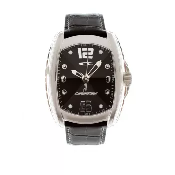 CHRONOTECH Homem RW0007 Relógio de quartzo analógico 40mm aço inoxidável mostrador preto bracelete de pele