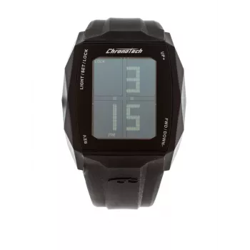 Relógio cronógrafo analógico de quartzo CHRONOTECH RW0021 para homem 40 mm caixa em aço inoxidável bracelete em pele preta