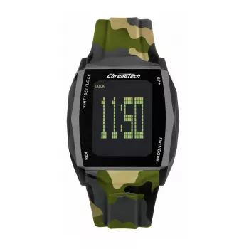 Relógio de homem CHRONOTECH RW0022 analógico de quartzo 35 mm caixa de aço inoxidável mostrador preto bracelete de couro