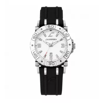 CHRONOTECH Relógio de homem RW0038 analógico de quartzo 39mm caixa de aço inoxidável mostrador preto bracelete de pele preta