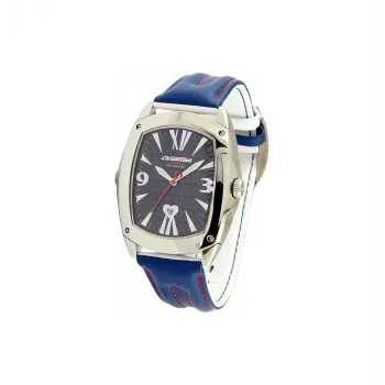 CHRONOTECH Relógio Unissexo CT7696M-13 (40mm) - Quartzo Analógico, Aço Inoxidável, Mostrador Preto, Bracelete de Pele