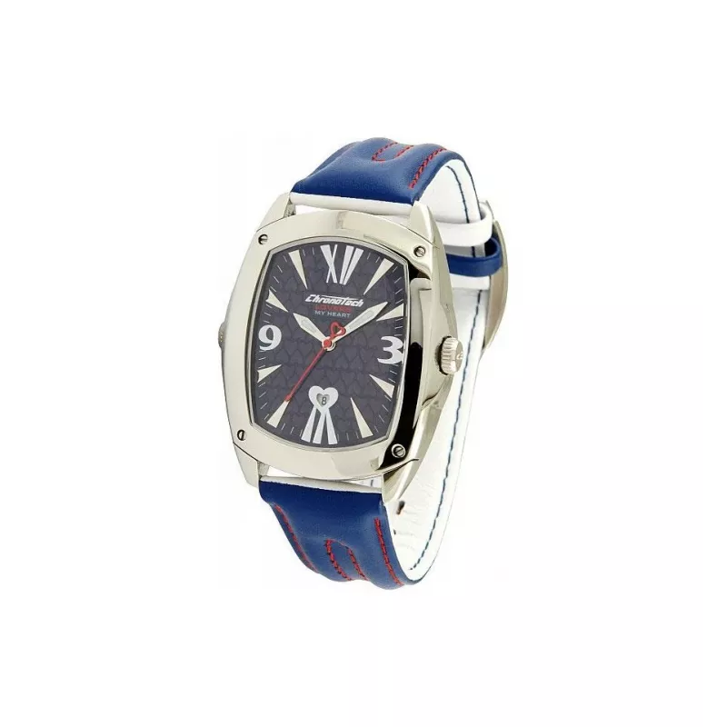 CHRONOTECH Relógio Unissexo CT7696M-13 (40mm) - Quartzo Analógico, Aço Inoxidável, Mostrador Preto, Bracelete de Pele