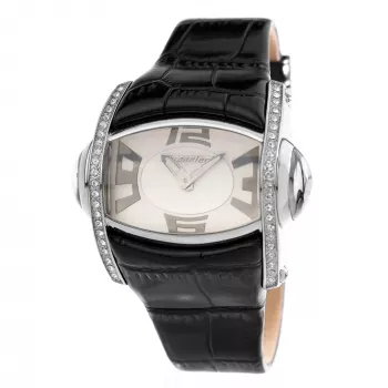 CHRONOTECH Mulher CT7681M-30S Relógio de pulso analógico de quartzo 48mm mostrador preto bracelete de couro