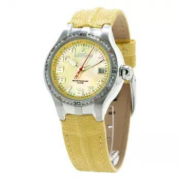 CHRONOTECH Mulher CT7980L-05S 37mm Relógio analógico de quartzo mostrador branco bracelete de couro branco
