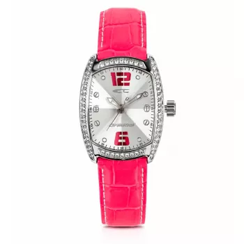 Relógio CHRONOTECH mulher RW0005 35 mm analógico quartzo mostrador prateado bracelete de pele preto
