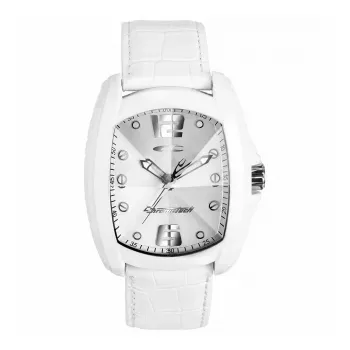 Relógio de mulher CHRONOTECH RW0009 35mm quartzo analógico aço inoxidável couro branco
