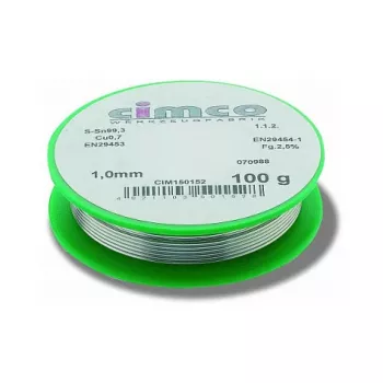 Fio de solda sem chumbo Cimco 150154 Sn99.3Cu0.7 1,0mm 250g DIN EN 29453-4