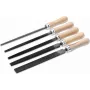 CIMCO 206806 Conjunto de 5 limas de precisão com cabos ergonómicos de dois materiais, lima de 200 mm, lima de desbaste, em estojo enrolável