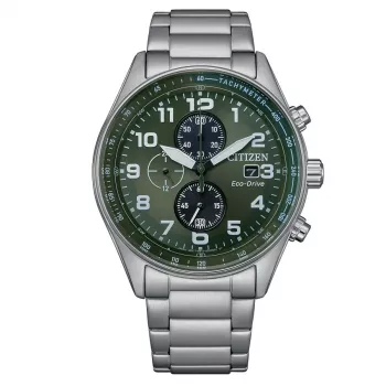 Relógio CITIZEN Eco-Drive Chronograph CA0770-72X 43mm aço inoxidável mostrador verde homem