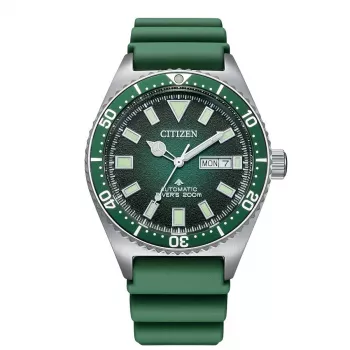 CITIZEN relógio automático de mergulho de homem NY0121-09X 41mm mostrador verde bracelete de borracha