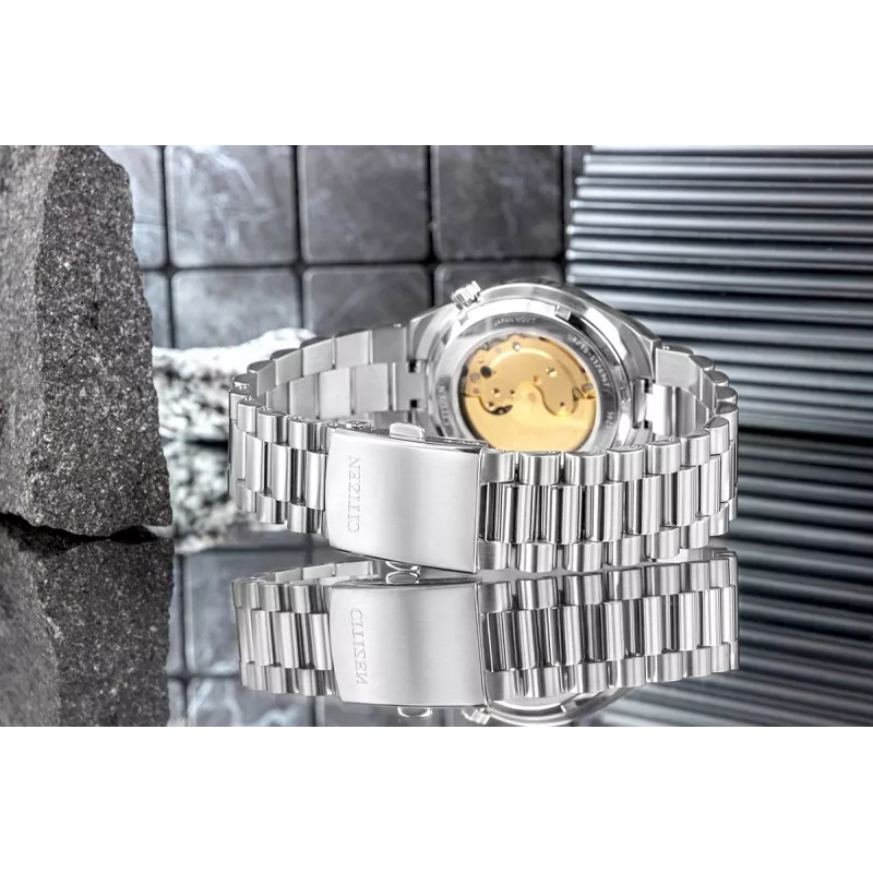 CITIZEN relógio de homem automático NJ0159-86X 40mm bracelete de aço inoxidável dourada mostrador verde