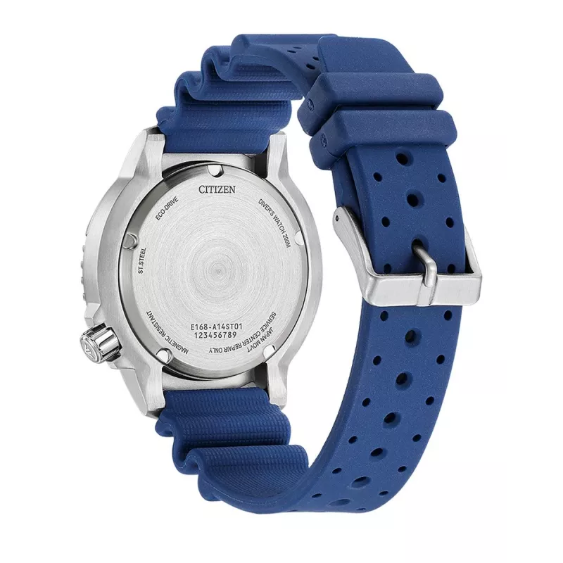 CITIZEN Promaster Diver Eco-Drive relógio de homem BN0168-06L 44mm mostrador azul bracelete de poliuretano azul