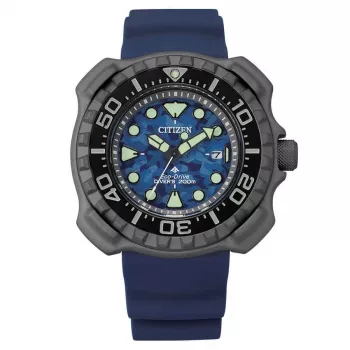 Relógio de mergulho CITIZEN Promaster Marine Eco-Drive BN0227-09L 46,5mm mostrador azul bracelete de poliuretano azul