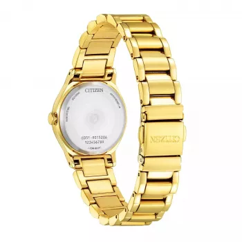 Relógio de mulher CITIZEN Eco-Drive EM0737-58E 28mm aço inoxidável luneta com diamantes