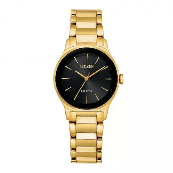 Relógio de mulher CITIZEN Eco-Drive EM0737-58E 28mm aço inoxidável luneta com diamantes