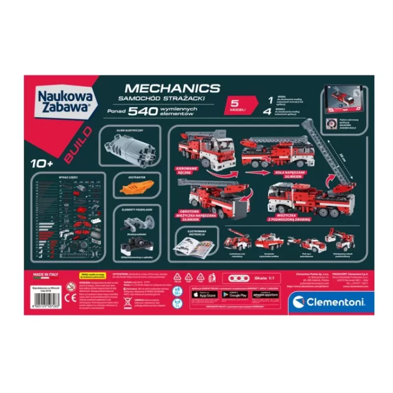 Clementoni Scientific Fun Laboratório de Mecânica: Veículo de Bombeiros Kit de Construção Educativo (Língua Polaca) 50728