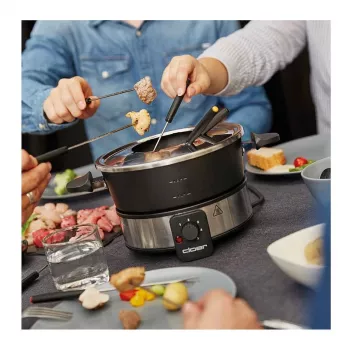 Conjunto de fondue elétrico Cloer 6679 1000W Preto panela de aço inoxidável 8 garfos