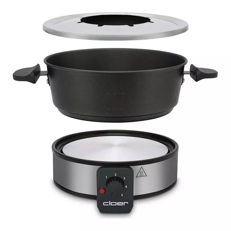 Conjunto de fondue elétrico Cloer 6679 1000W Preto panela de aço inoxidável 8 garfos