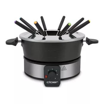 Conjunto de fondue elétrico Cloer 6679 1000W Preto panela de aço inoxidável 8 garfos