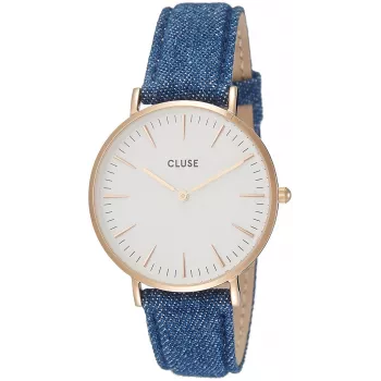 CLUSE relógio de quartzo La Bohème 38 mm aço inoxidável malha dourada