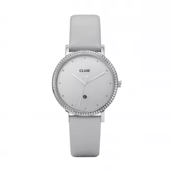 Relógio de mulher CLUSE Minuit 33 mm ouro rosa aço inoxidável pele cinzenta