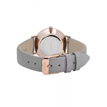 Relógio de mulher CLUSE CL30049 33 mm caixa em aço inoxidável dourado rosa bracelete em pele cinzenta