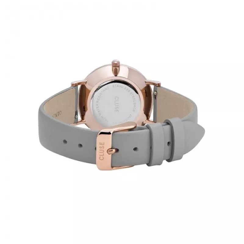 Relógio de mulher CLUSE CL30049 33 mm caixa em aço inoxidável dourado rosa bracelete em pele cinzenta