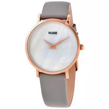 Relógio de mulher CLUSE CL30049 33 mm caixa em aço inoxidável dourado rosa bracelete em pele cinzenta