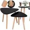 Coffee Table Set HF0014 51x45 39x40 - Nesting Round Tables, Walnut & Black