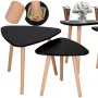 Conjunto de mesas de centro HF0014 51x45 39x40 - Mesas redondas de encaixe, nogueira e preto