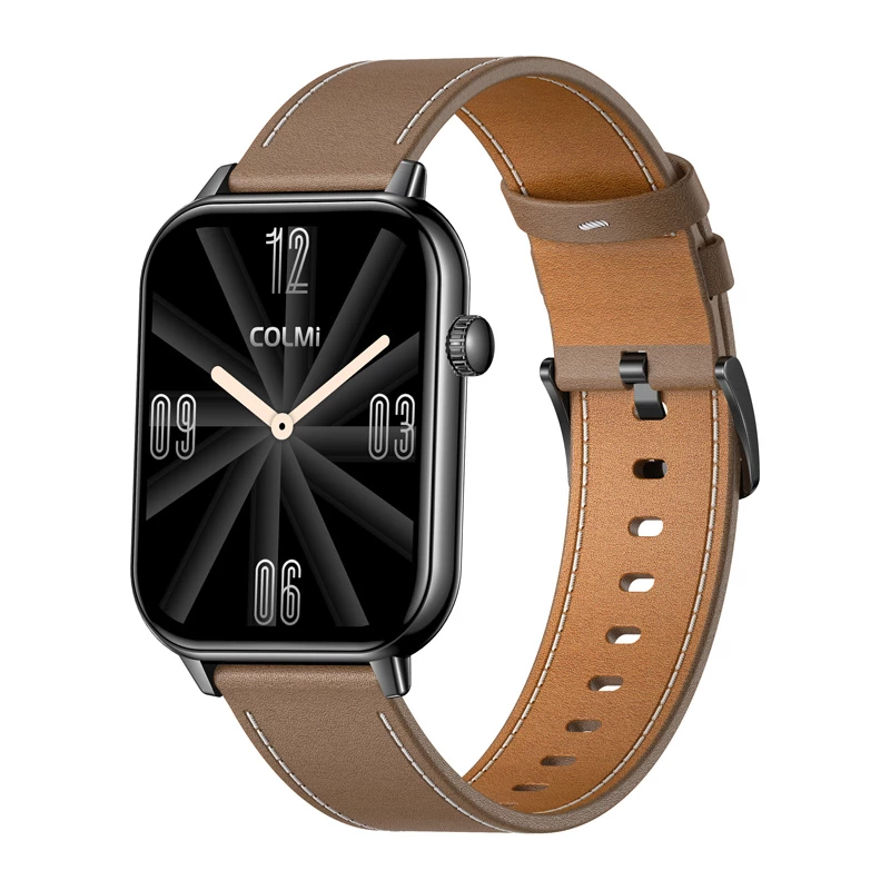 COLMI C28 Smartwatch – preto + bracelete de couro castanho
